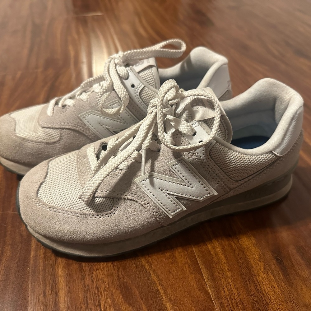 New Balance Light Gray and White Lace-Up Sneakers